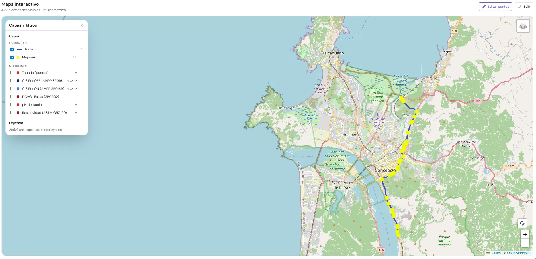 Mapa con capas activas